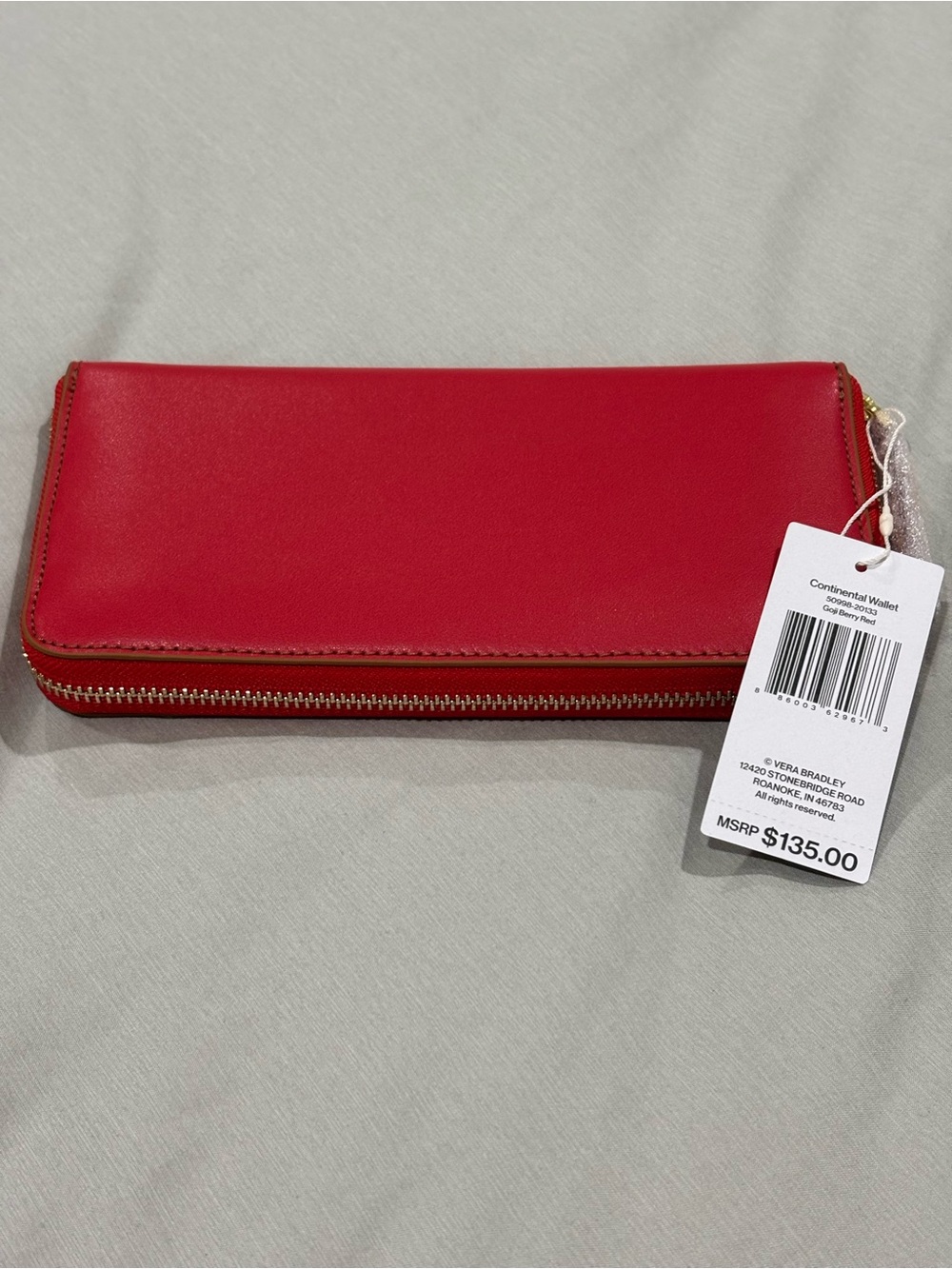 Vera Bradley Continental Zip Wallet - Goji Berry Red - leather